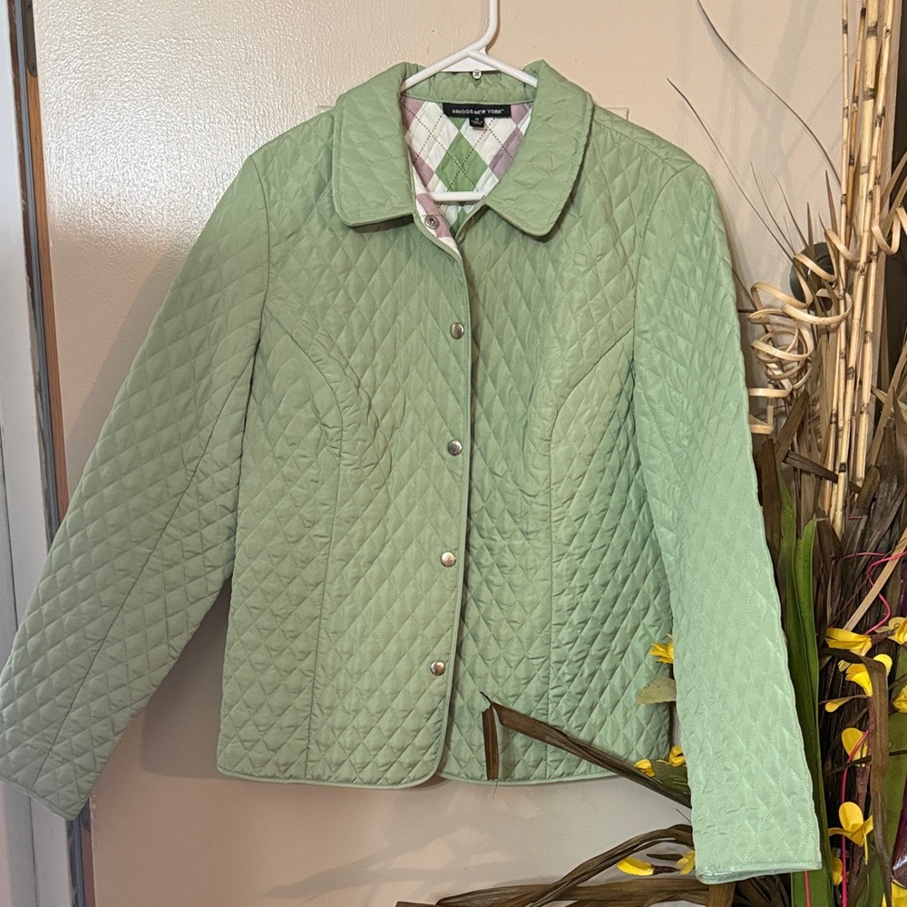Briggs New York Light Green Quilted Utility Jacket